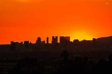Los Angeles skyline. Downtown LA night Los Angeles sunset skyline California. Downtown Los Angeles Skyline. 