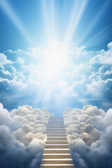 Fototapeta premium Stairway to heaven. generative ai. Stairway through the clouds to the heavenly light