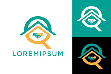 Letter Q home with hand deals logo design icon template element vector suitable for the business of buying and selling residential buildings