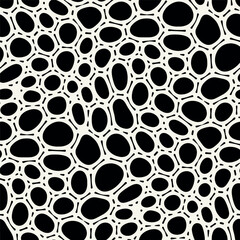 Vector seamless pattern. Abstract spotty texture. Natural monochrome design. Creative background with rounded spots. Decorative organic swatch.