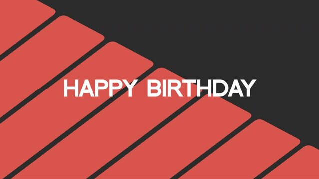Happy Birthday with red stripes on black modern gradient, motion holidays and promo style background