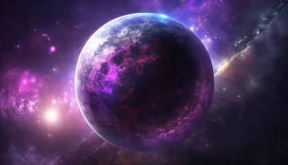 Fototapeta na wymiar an image of a purple planet in the space with stars. generative ai