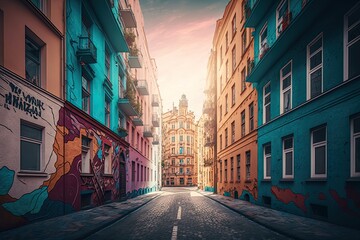 Fototapeta premium Charming Townscapes, generative AI