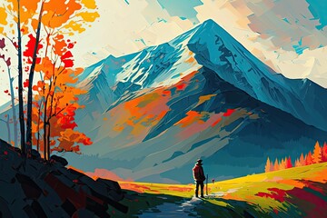 Fototapeta premium watercolor painting landscape Generative AI