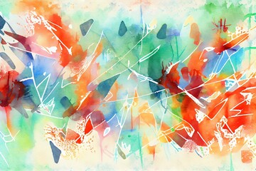 Watercolor Illustration of a Artistic Pattern Texture With Confusing Colourful Messy Chaotic Stains And Scuffs, Horizontal Background. Generative AI