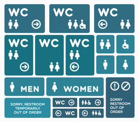 Set of icons and signs WC (Restroom) for navigation