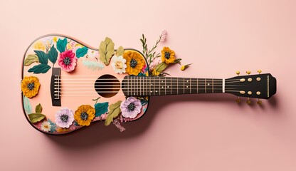 Discover the Beauty of Acoustic Guitars with Flower Accents A Music Lover's Passionate Concept