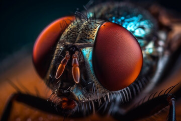 Macro photography of a fly eyes - Ai generative