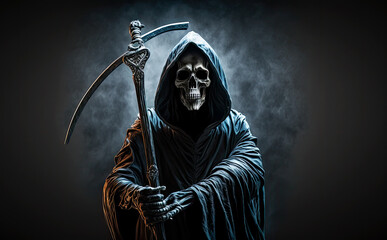 Grim reaper dark background, Generative AI