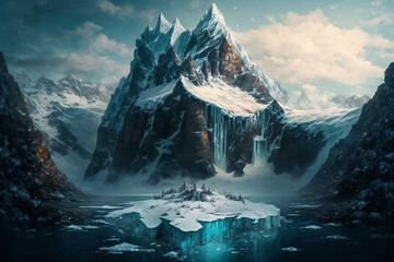 Glacier in the mountains Generative AI