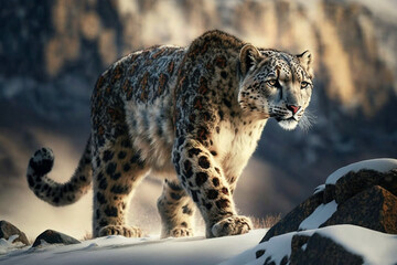 Fototapeta na wymiar Snow leopard portrait Generative AI