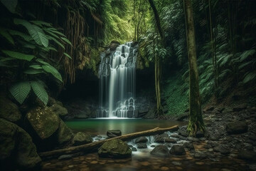 Fototapeta na wymiar Waterfall in the forest Generative AI