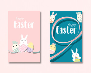 Affiche de Pâques, éléments vectoriels effet DIY, paper cut, enfant, jeunesse, lapin, oeuf, poule, carottes.