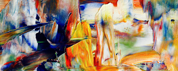 Color texture. Hand drawn oil painting on canvas. Abstract art background. Modern, contemporary art. Colorful canvas. Wall decor background	
