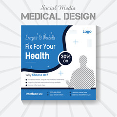 medical healthcare clinic doctor social media design template. modern social media layout.
