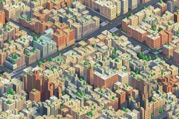 Obraz premium Urban Overhead: Seamless Tile of Captivating Arial Cityscape View - Seamless Tile Background, Tiling Landscape, Tileable Image, repeating pattern