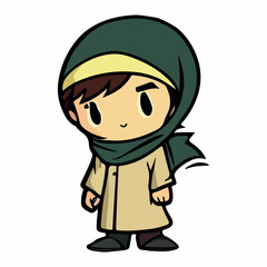 Islamic cute boy cartoon style vector illustration