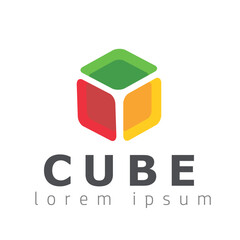 Isometric cube construction, 3d logo vector