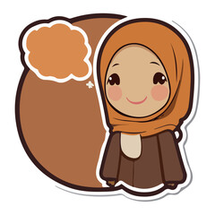Obraz na płótnie Canvas Cute hijabi girl cartoon style vector illustration