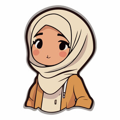 Cute hijabi girl cartoon style vector illustration