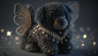 Small beautiful toy dog breeds lap dog, schnudel, spaniel. terrier, poodle. Soft toy for children. Created with AI.