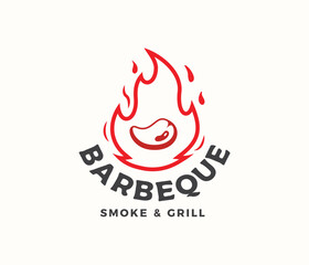 Barbecue logo food or grill logo design 