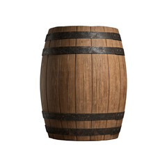 Wooden grunge old oak barrel isolated on white background