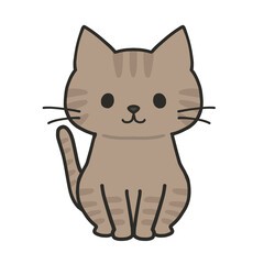 おすわりするキジトラ猫