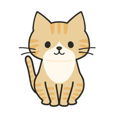 おすわりするハチワレ茶トラ猫