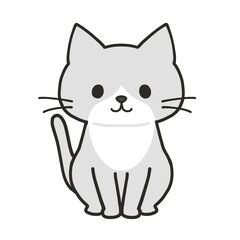 おすわりするハチワレグレー猫