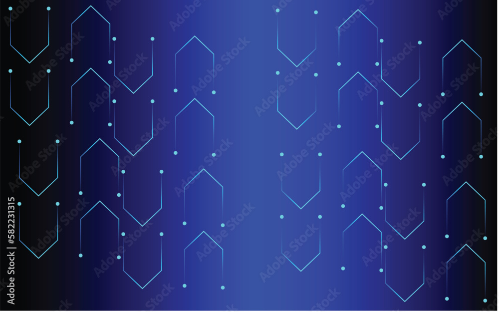 Wall mural Abstract futuristic - Molecules technology with line art shapes on dark blue background. Illustration Vector design digital technology concept. vector art illustration