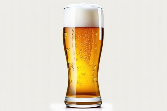 Beer mug on a white background with foam. Isolated object.