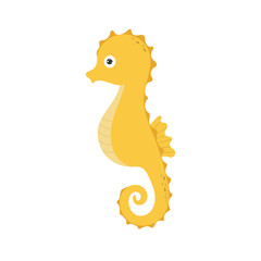 Cartoon seahorse in flat style. Seahorse vector illustration isolated on white background
