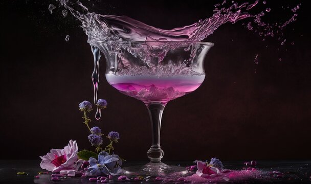 Premium AI Image  a glass of pink martini Beautiful decor in the