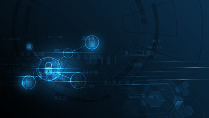 Obraz premium Padlock Security cyber digital concept Abstract technology background protect system innovation vector illustration