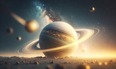 Fototapeta na wymiar an artist's rendering of the planets in the solar system. generative ai