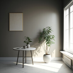 Minimalist room with a potted plant