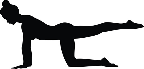 Black and White Cartoon Illustration Vector of a Woman in Yoga Pose