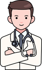Fototapeta premium Avatar Man Doctor Hospital Medical Clinic Profile Treatment Colored Outline