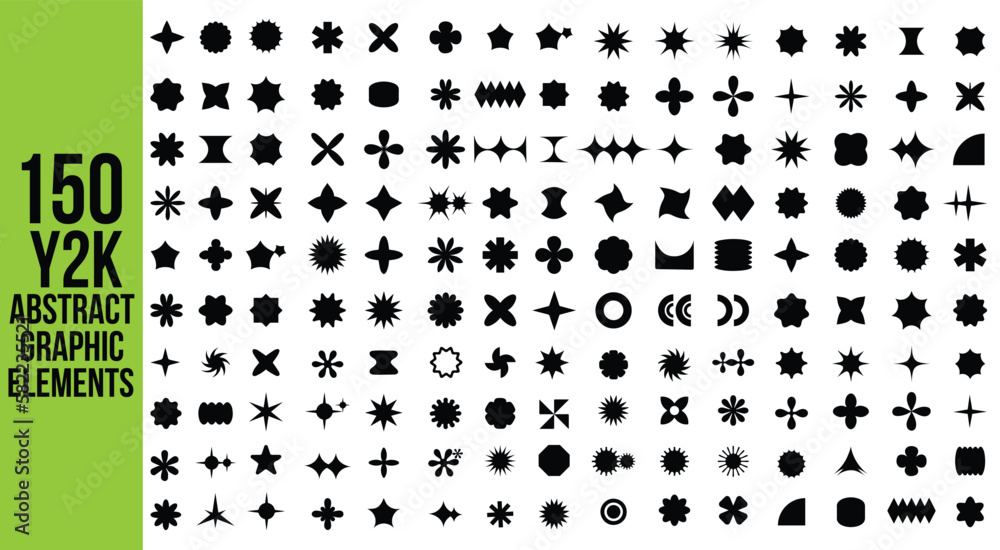 Sticker 150 y2k vector. abstract graphic elements futuristic icon. brutalist abstract geometric shapes. swis