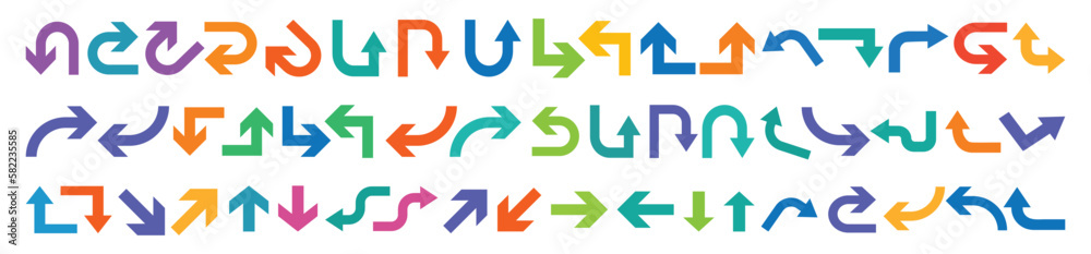 Sticker way direction arrow sign. way sign. colorfull infographic arrow elements design with arrow shape. ro