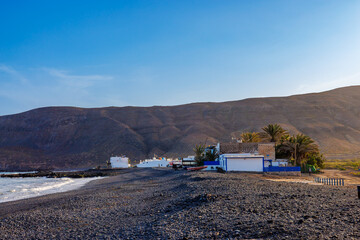 The village of Pozo Negro on the east coast of Fuerteventura Island