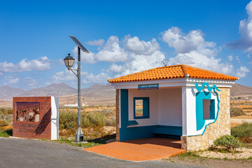 The typical bus stop at the village of Los Llanos on the island of Fuerteventura