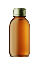 amber bottle is used in tinctures and other cosmetics due to its ability to protect the contents from light and ultraviolet radiation. Amber bottle on a white background. 3d render.