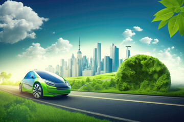 Eco friendly car, clear ecology. Generative AI