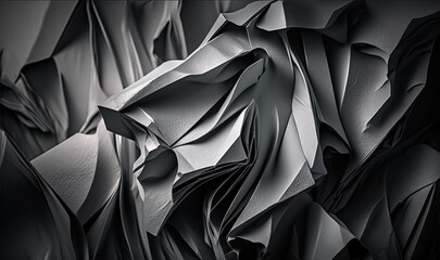  a black and white photo of a bunch of folded paper sheets that are folded together and stacked together in the shape of a wave of a rectangle.  generative ai