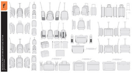 set of briefcase and backpack vectors