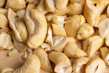 fresh cashew nuts on the table