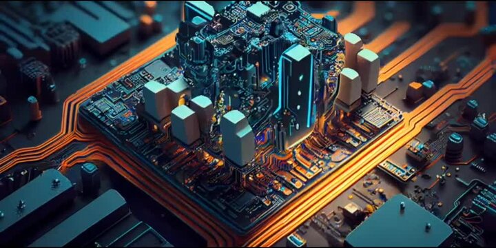 Electronic circuit board city generative ai
