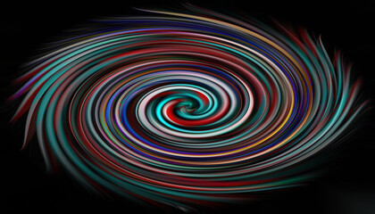 abstract multicolor spiral wave motion illustration on black background